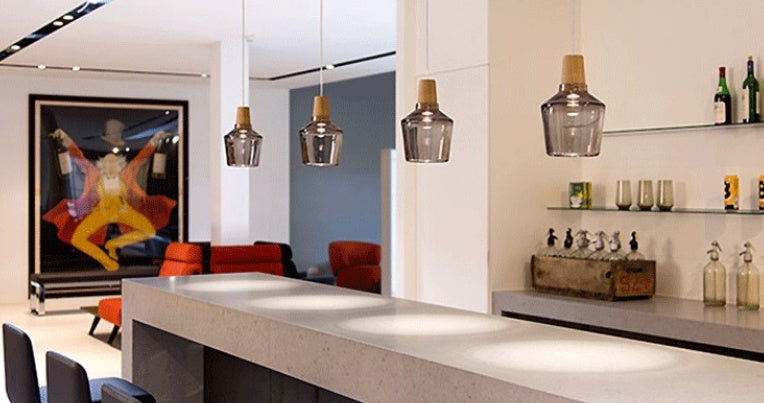 Modern Glass & Wood Pendant Light