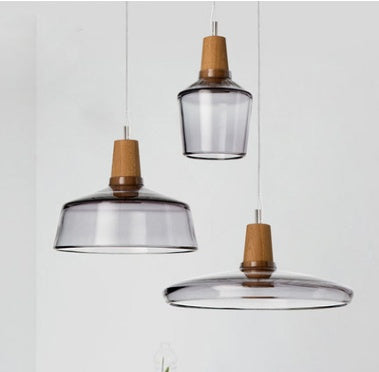 Modern Glass & Wood Pendant Light