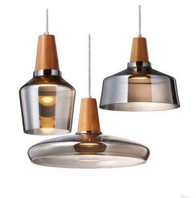Modern Glass & Wood Pendant Light