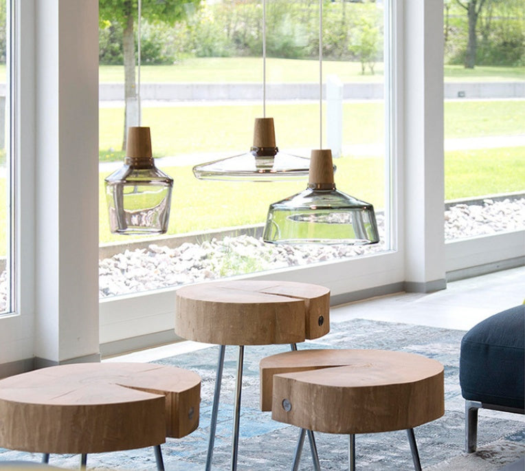 Modern Glass & Wood Pendant Light