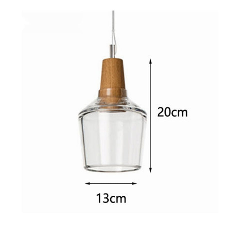Modern Glass & Wood Pendant Light