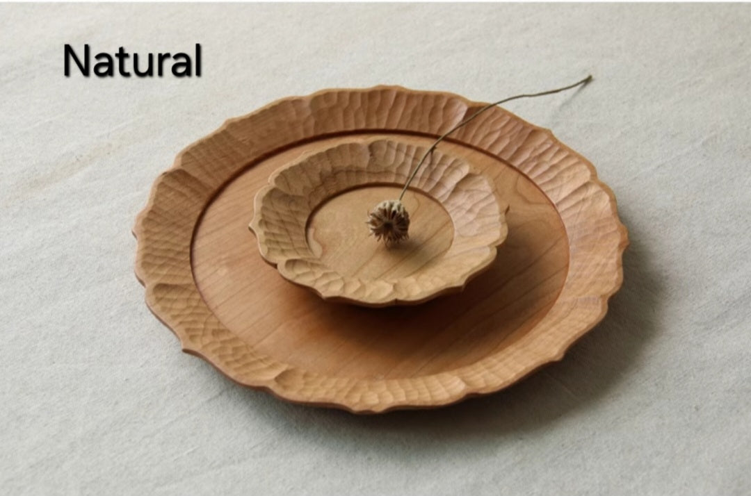 Handcarved Japanese Wooden Plates