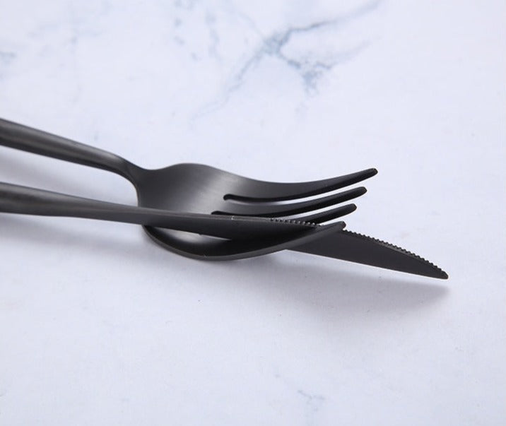 Black Stainless Steel Cutlery Set of 60