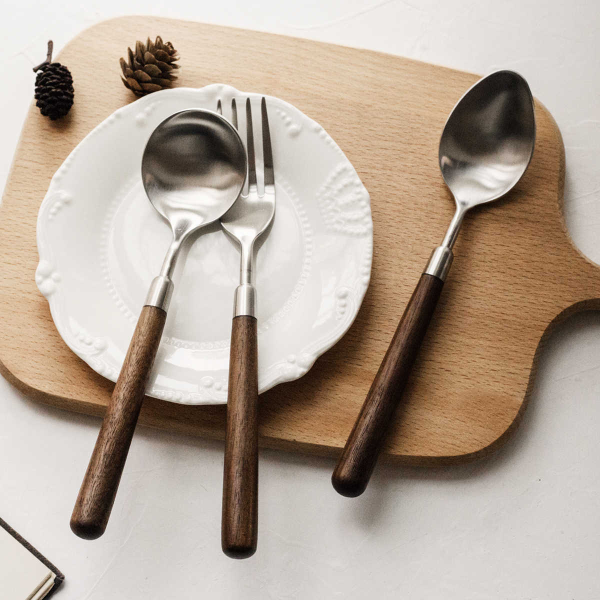 Stainless Steel Cutlery With Walnut Wood Handle