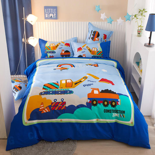 Construction Vehicles Cotton Bedding Set