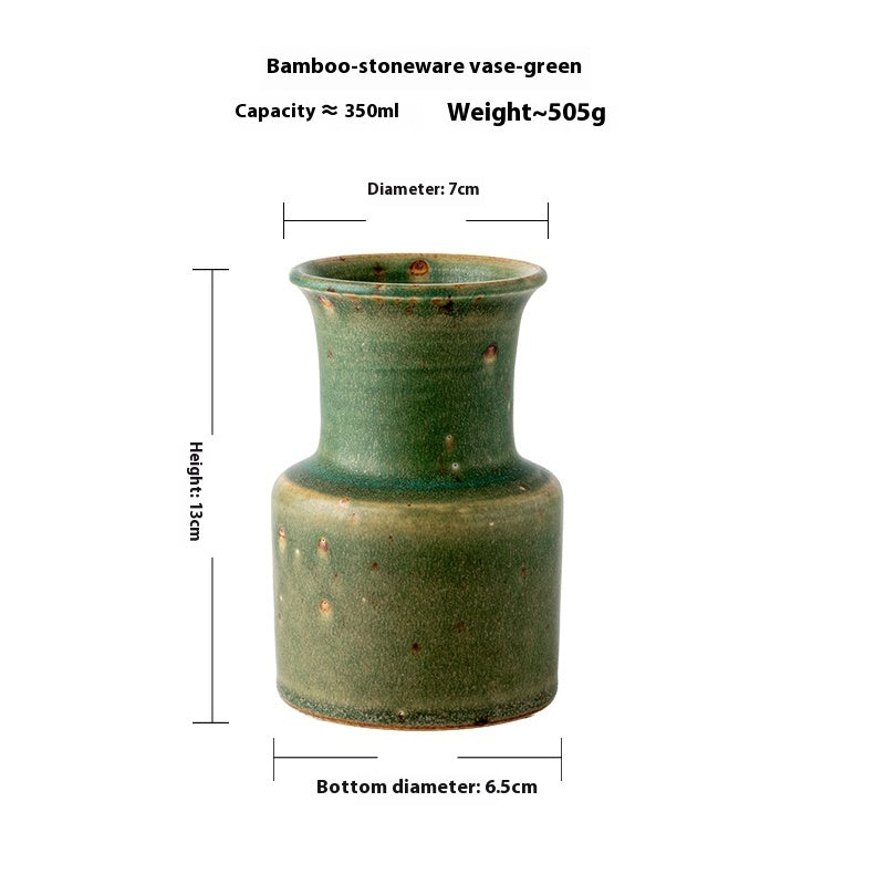 Spotted Stoneware Green Vase