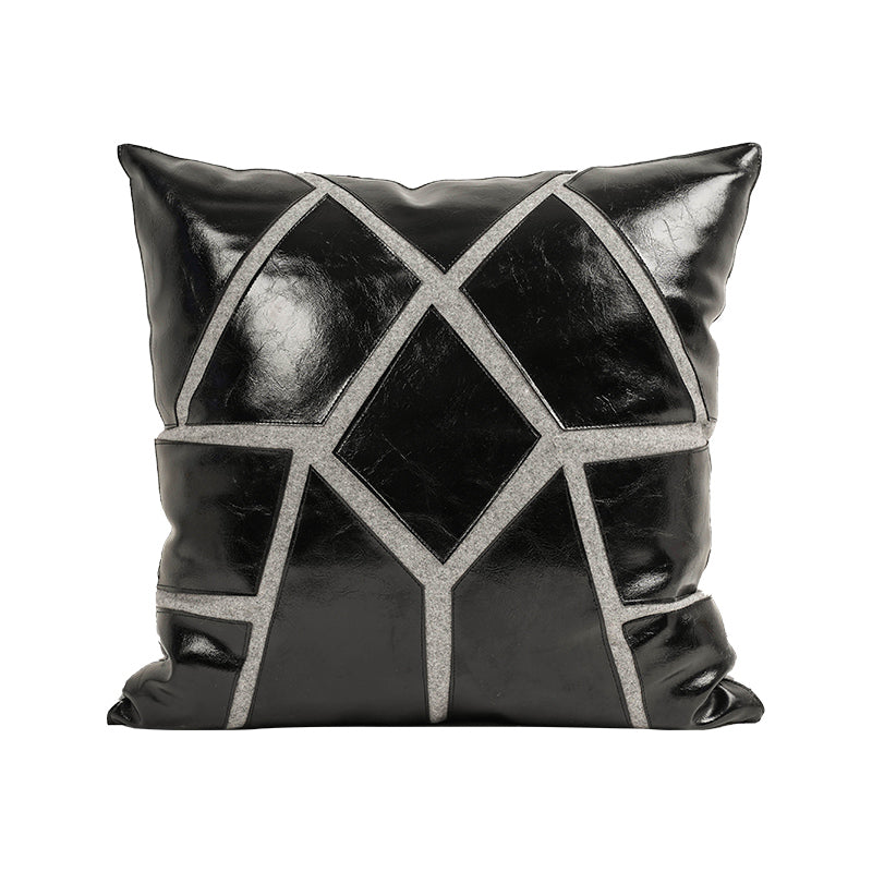 Geometric Faux Leather Cushion Cover