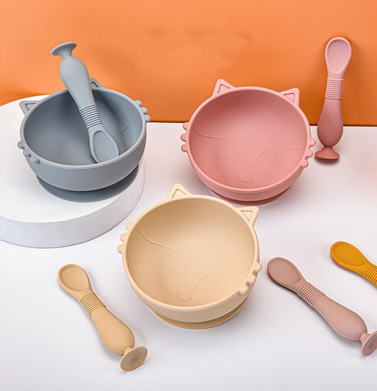 Fox Silicone Bowl and Spoon Set