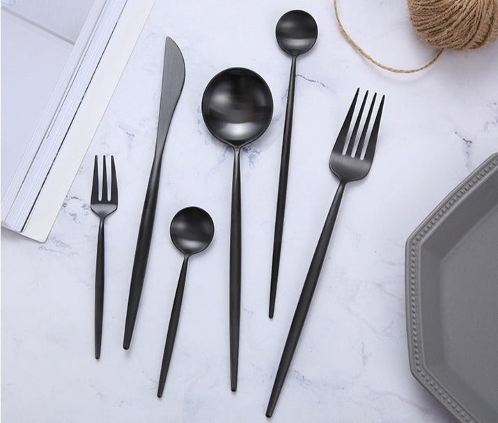 Black Stainless Steel Cutlery Set of 60