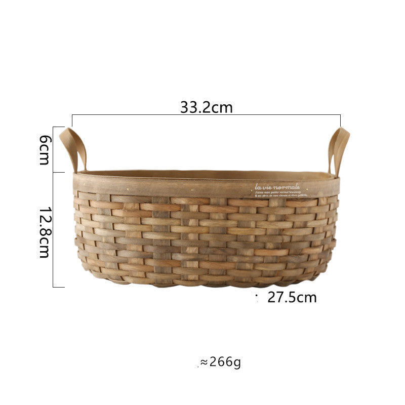 Hand-Woven Basket With Leather Handles