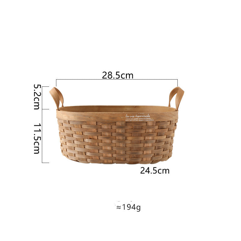 Hand-Woven Basket With Leather Handles