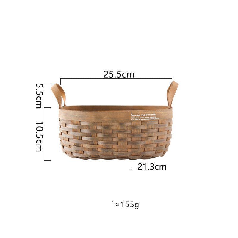 Hand-Woven Basket With Leather Handles