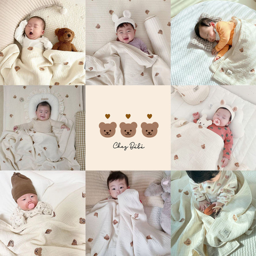 Bear Cotton Muslin Blanket