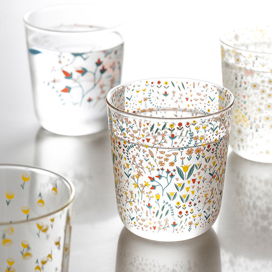 Ditsy Printed Glass Cup