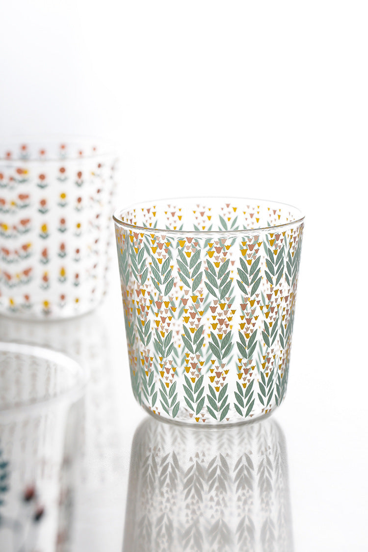 Ditsy Printed Glass Cup