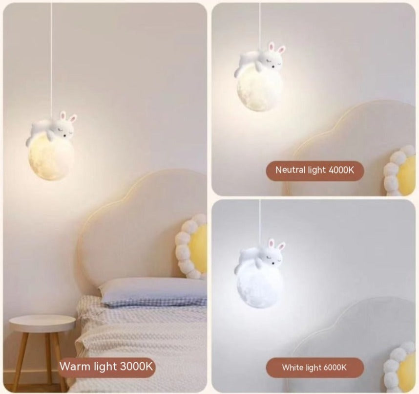 Sleepy Bear and Bunny Globe Pendant Light