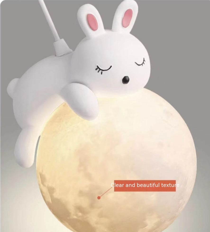 Sleepy Bear and Bunny Globe Pendant Light