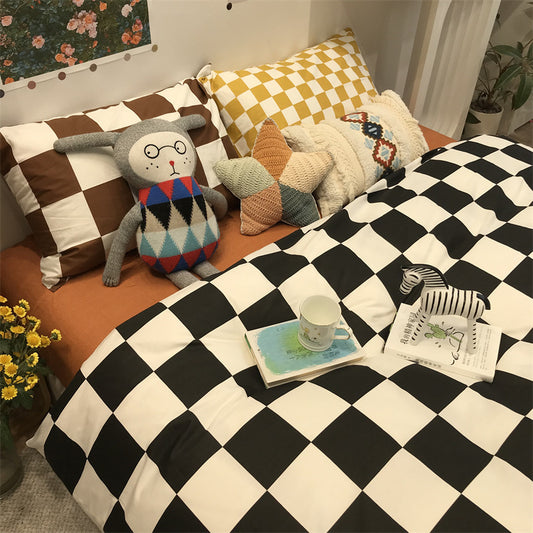 Chessboard Cotton Four-piece Bedding Set