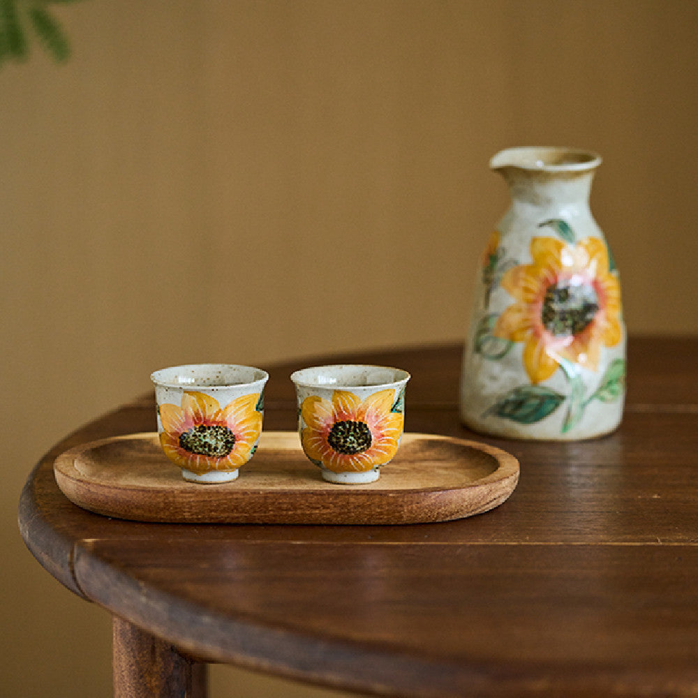 Hand Drawn Sunflower Ceramic Tea Set