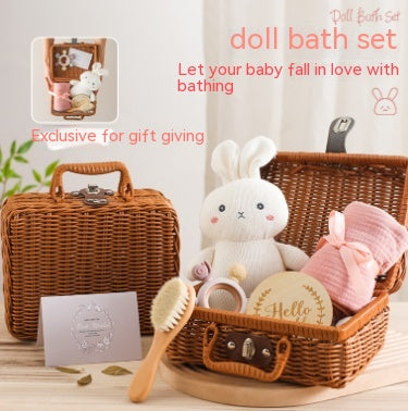 Baby Gift Set With Rattan Case