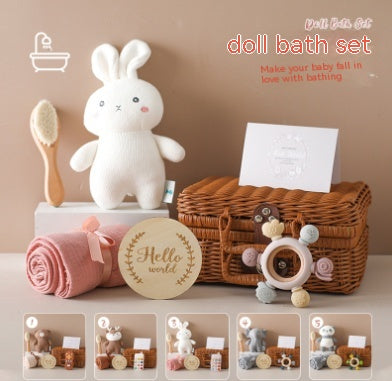 Baby Gift Set With Rattan Case