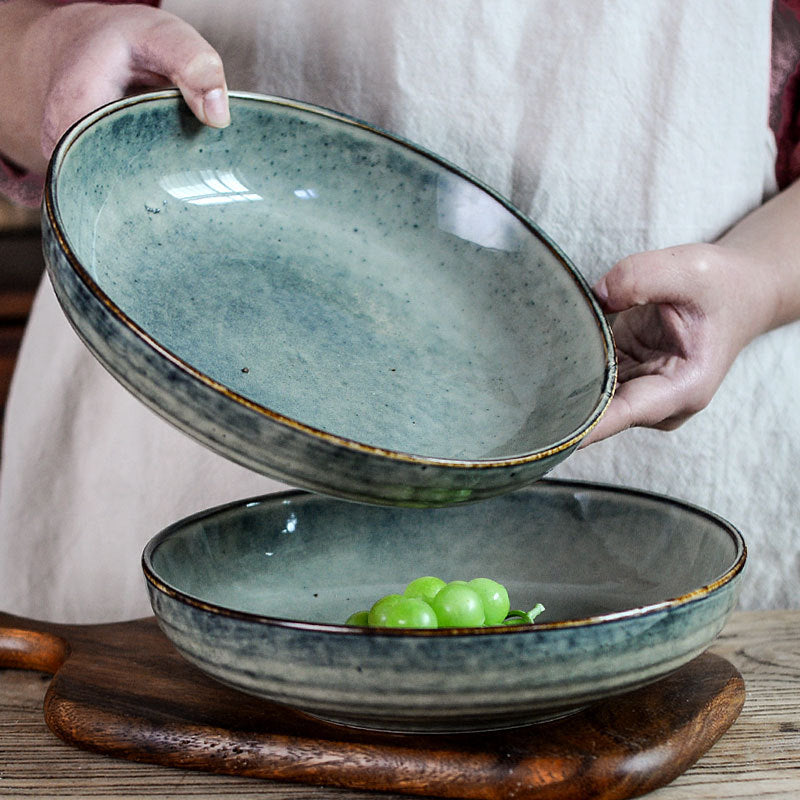 Green Glaze Kiln Japanese Ceramic Bowl