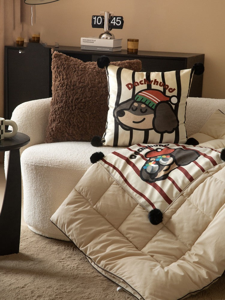 Dachshund Retro Pillow and Quilt