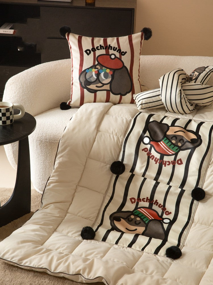 Dachshund Retro Pillow and Quilt