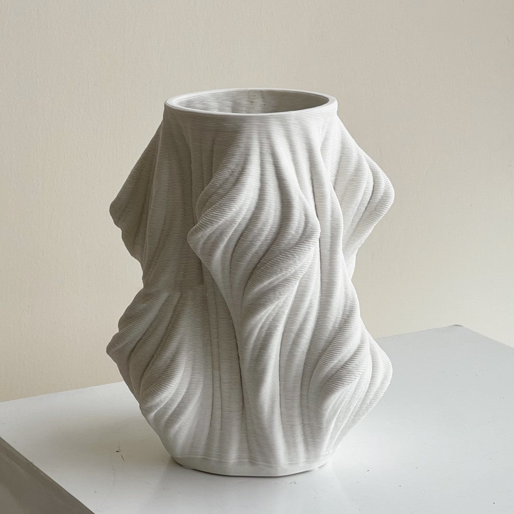 3D Printed White Ceramic Vase