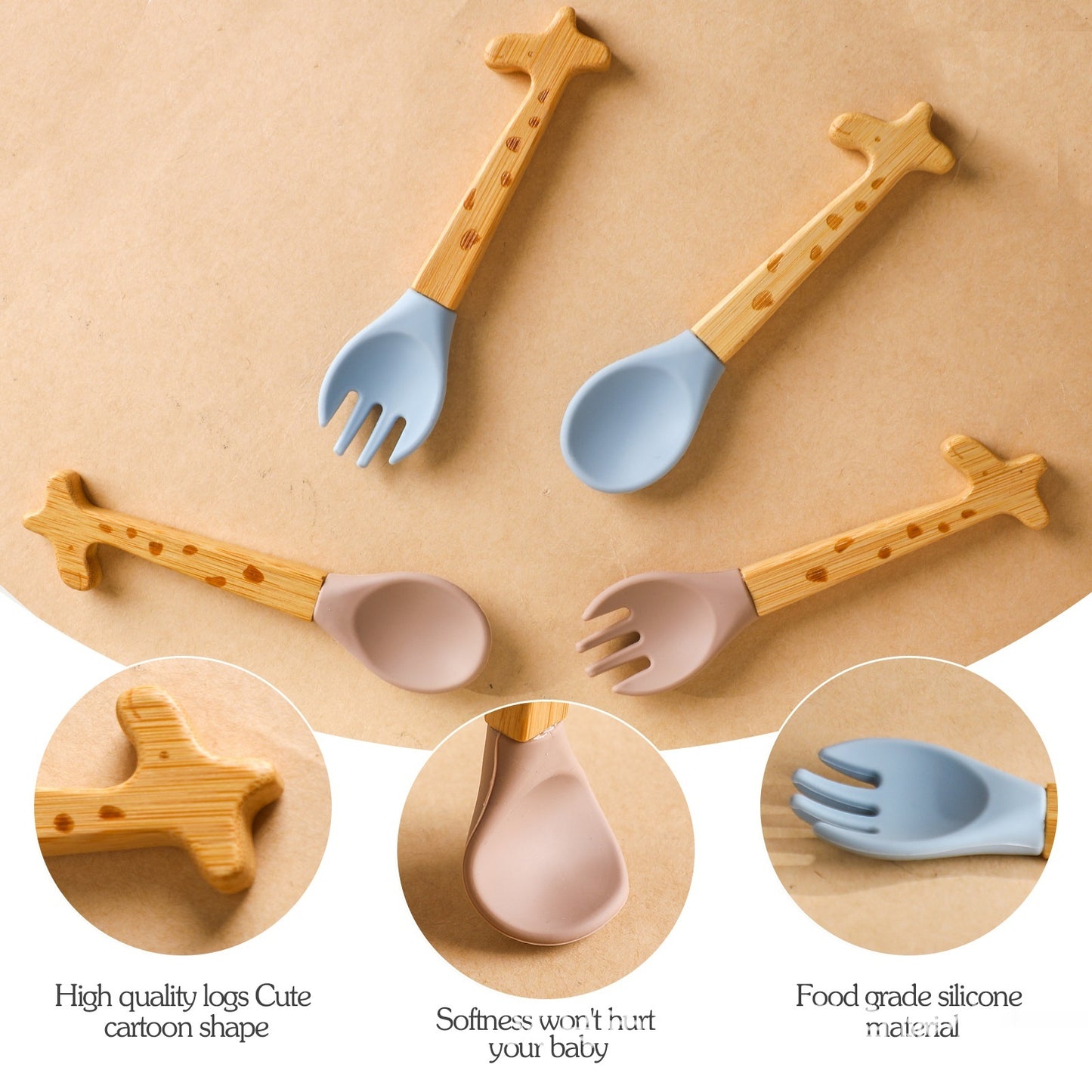 Giraffe&Bear Spoon and Fork Set