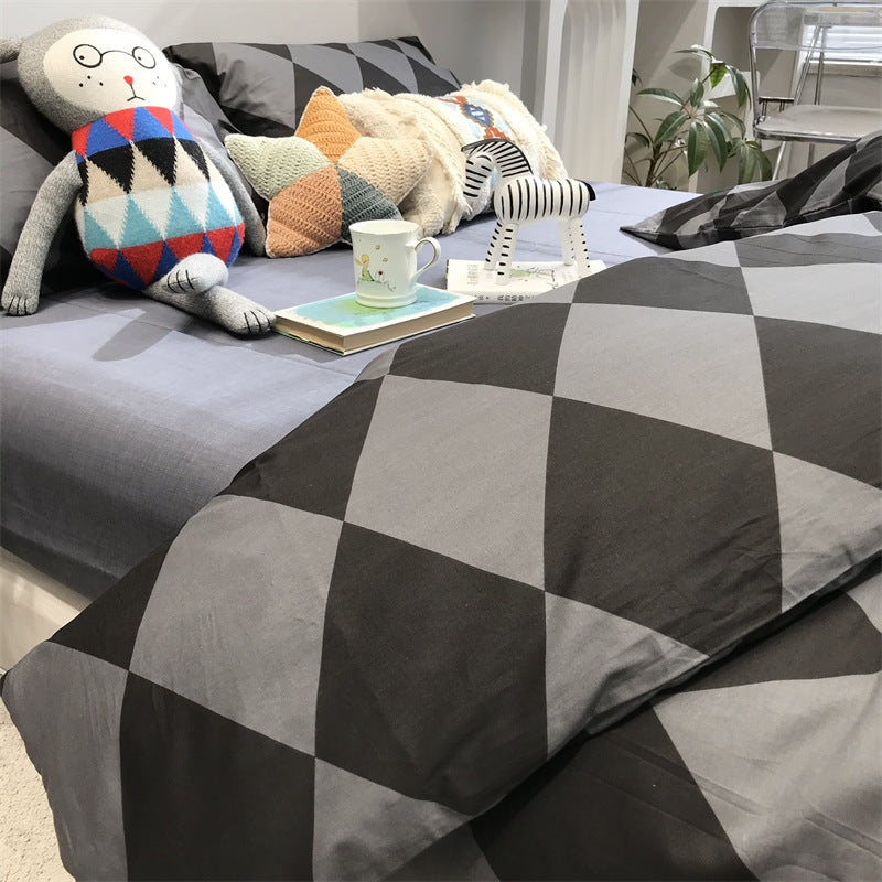 Chessboard Cotton Four-piece Bedding Set