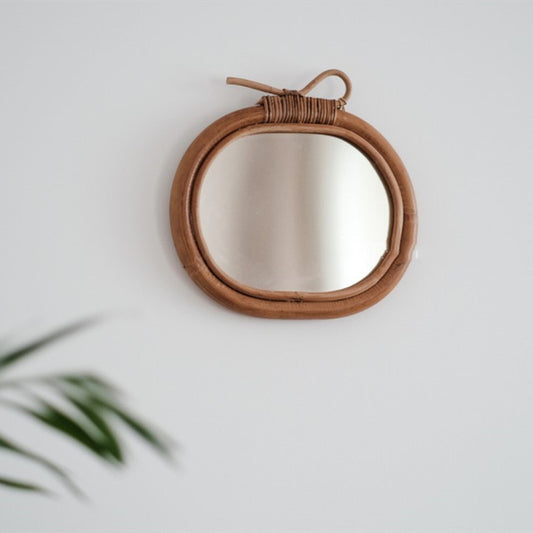 Vintage Handwoven Rattan Mirror