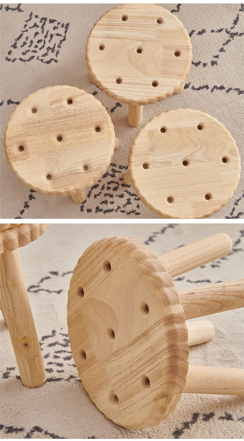 Biscuit Natural Wood Stool