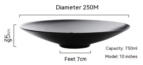 Black Minimalist Shallow Bowl