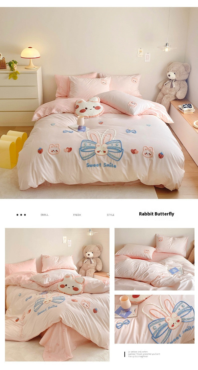 Washed Cotton Embroidered Bedding Set