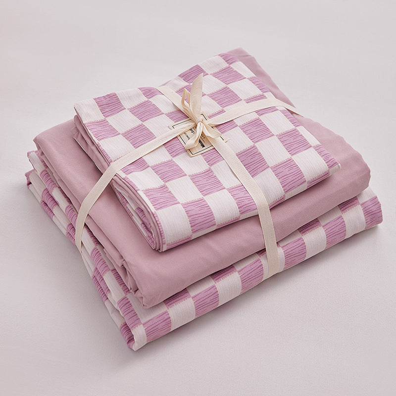 Washed Cotton Plaid Bedding Set