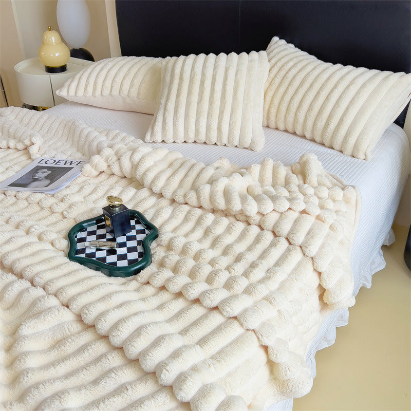 Plush Ripple Double-sided Cream blanket