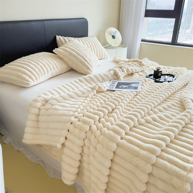 Plush Ripple Double-sided Cream blanket