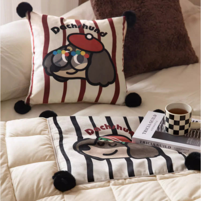 Dachshund Retro Pillow and Quilt