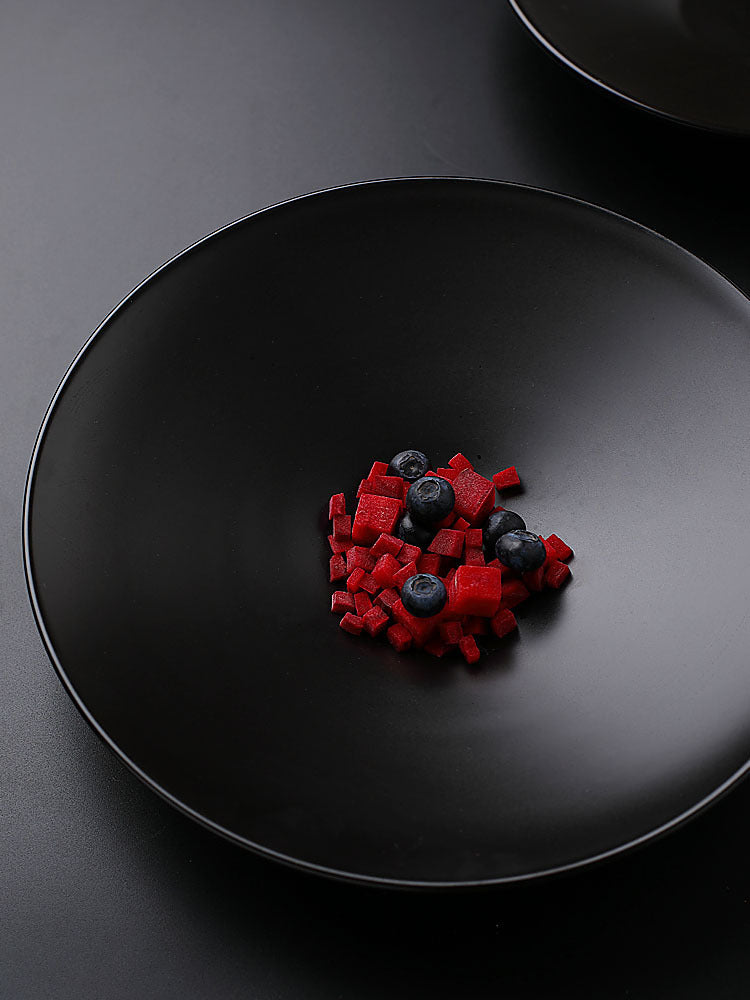 Black Minimalist Shallow Bowl