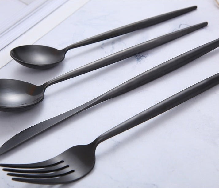 Black Stainless Steel Cutlery Set of 60