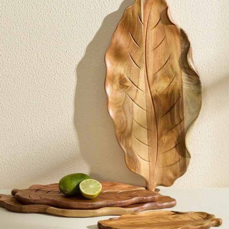 Leaf Acacia Wood Serving Tray