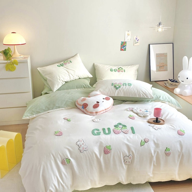 Washed Cotton Embroidered Bedding Set