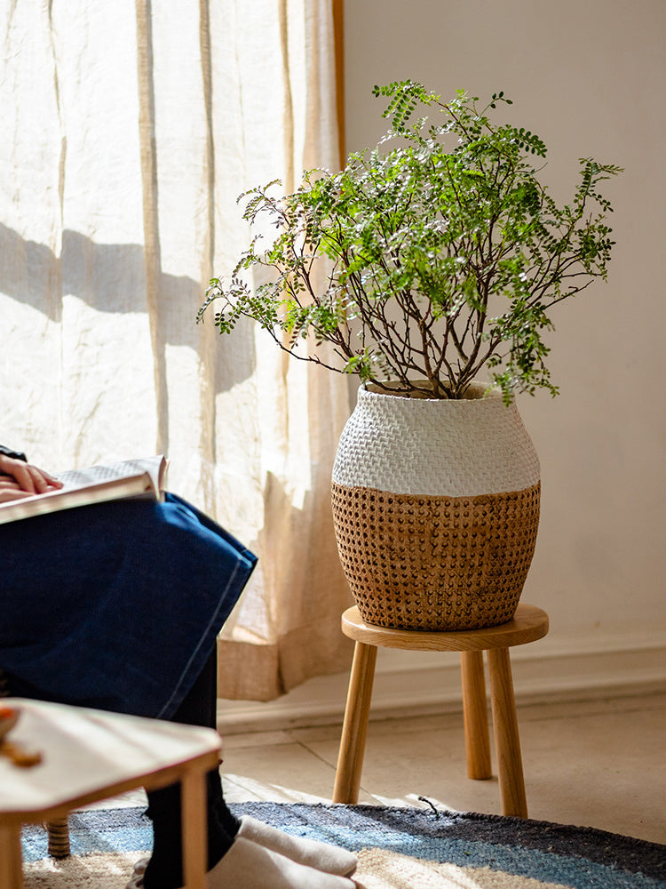 Clay Plant Pot With Rattan Design