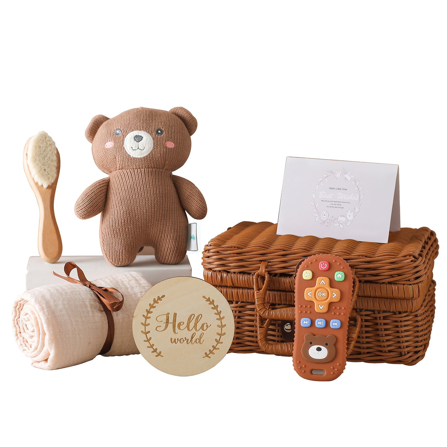 Baby Gift Set With Rattan Case