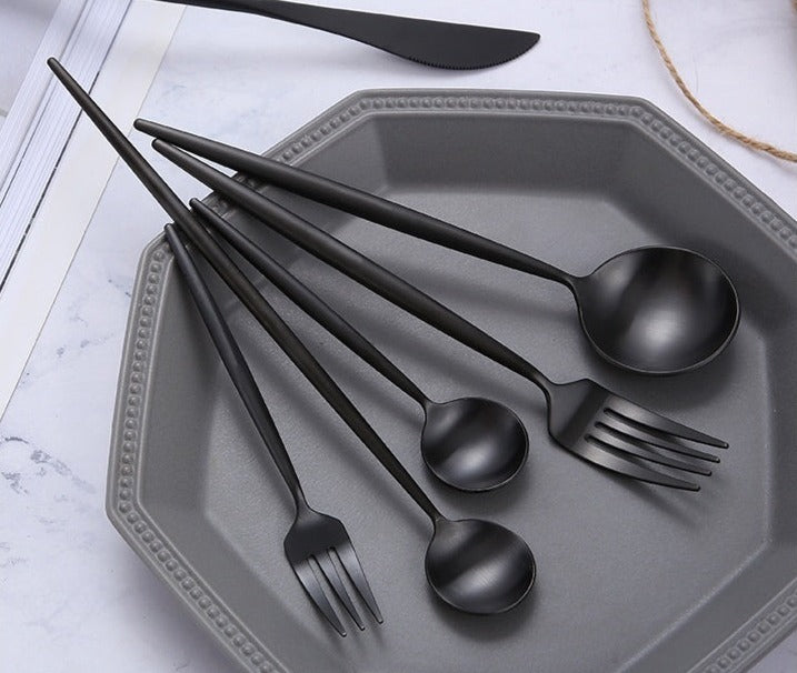 Black Stainless Steel Cutlery Set of 60