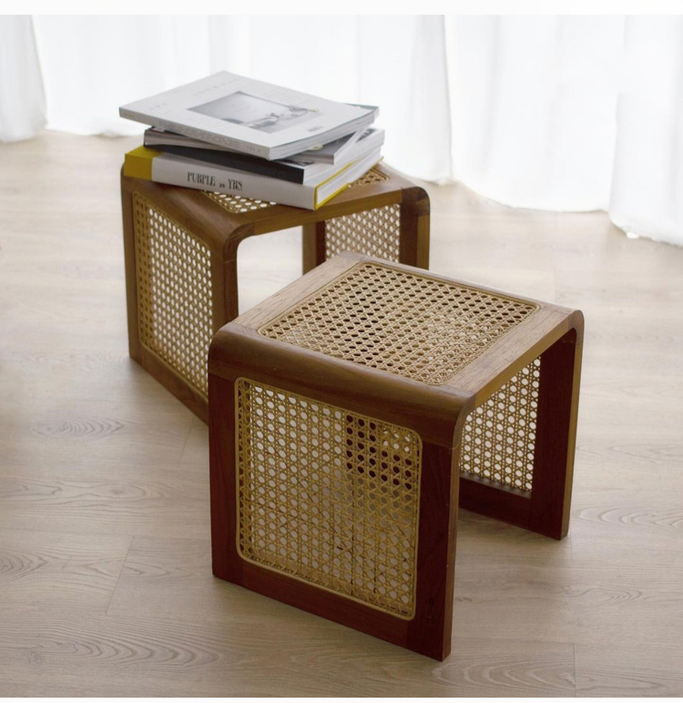 Vine Woven Rattan Japanese Side Table