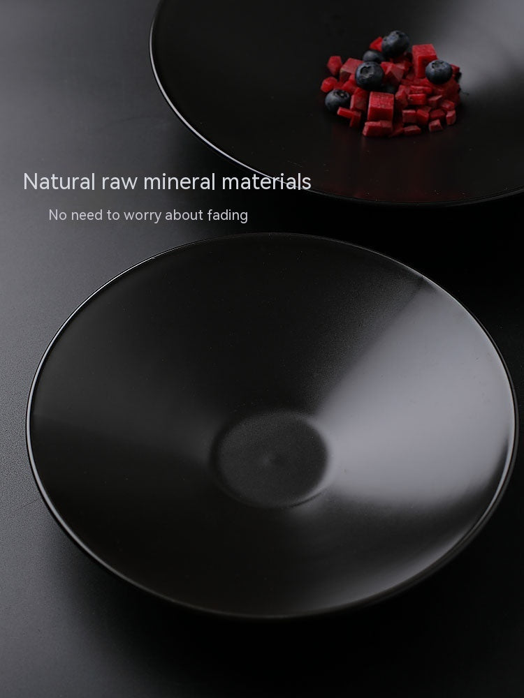 Black Minimalist Shallow Bowl