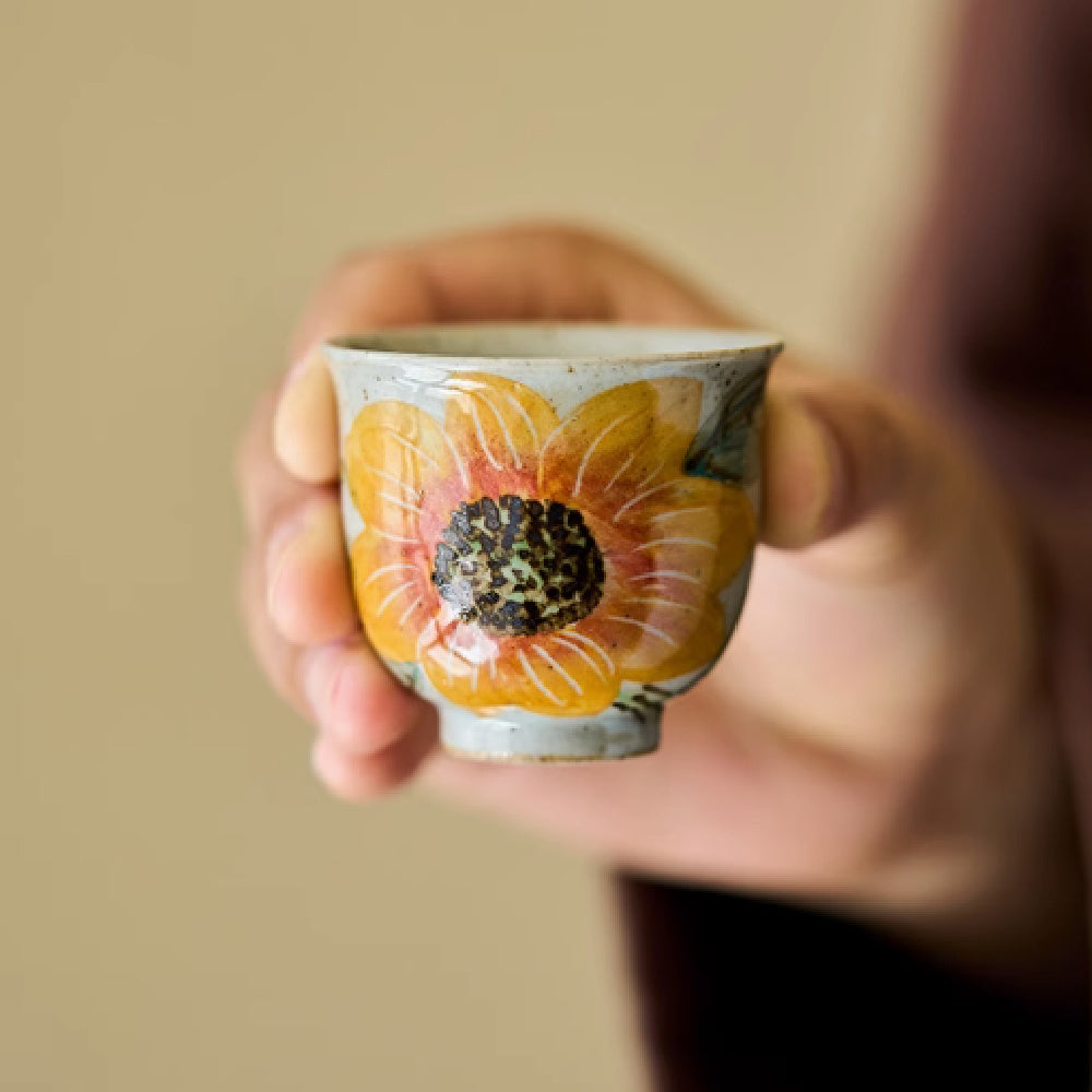 Hand Drawn Sunflower Ceramic Tea Set