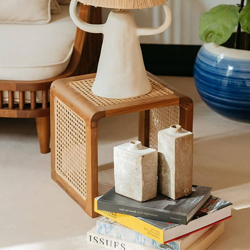 Vine Woven Rattan Japanese Side Table